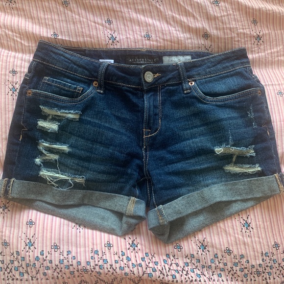 Distressed midi denim shorts - Picture 1 of 2